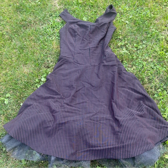 Morbid Threads Dresses & Skirts - Morbid Threads Dress Vintage Goth Black Crinoline Pink Stripes Steampunk